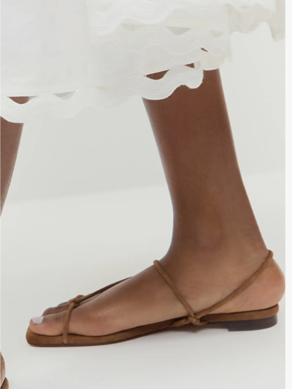 Loeffler Randall Brown Suede Strappy Flat Sandals - Picture 6 of 9